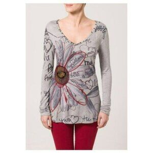 222. Desigual Long Sleeve Tee Grey Large
